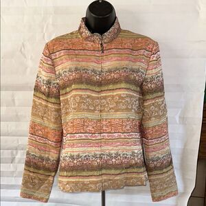 Analogy Full Zip Gold Pattern Jacket Fall Colors Size Small Women's Outerwear